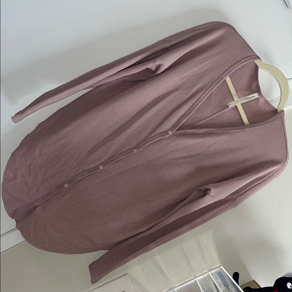 Pink Ribbed Waffle Textures Button-Up Cardigan - Picture 2 of 5